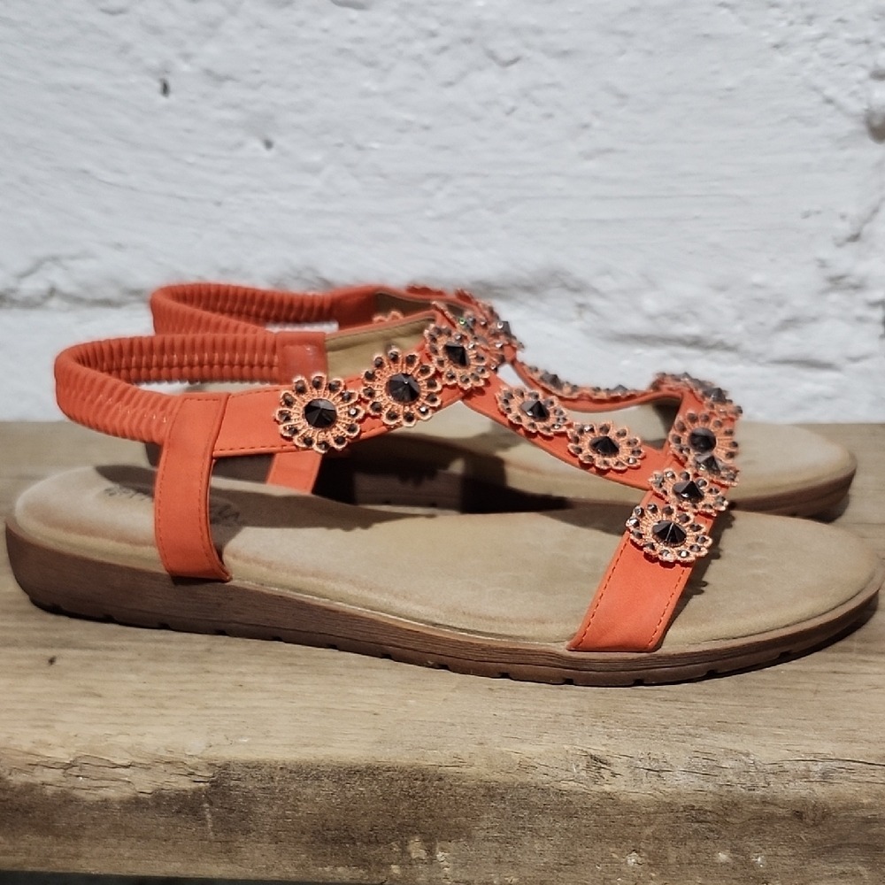 Patrizia By Spring Step Talitha Coral Floral Beaded Women's Slingback Sandals 41